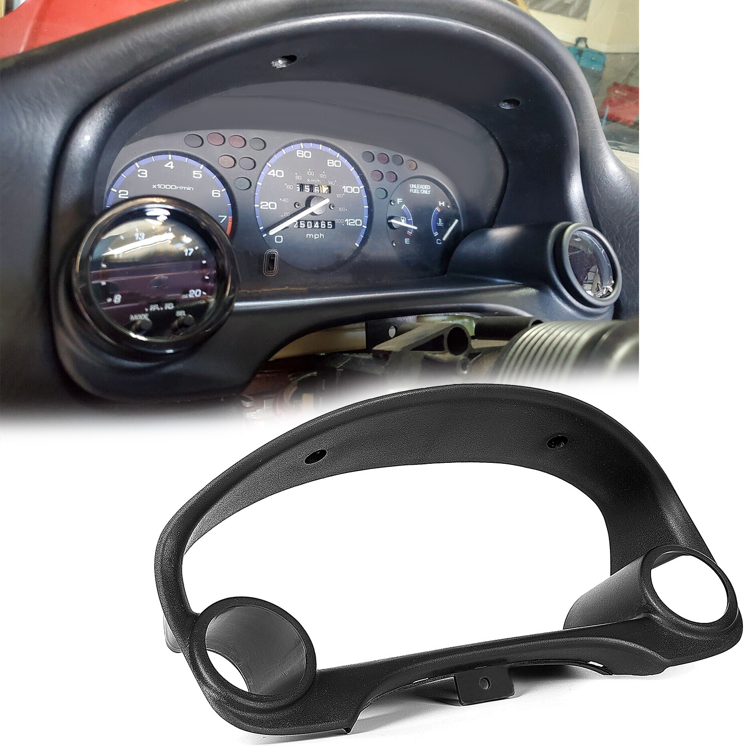 Dual Gauge Cluster Pod Meter Bezel 52mm for 1996-00 97 98 99 Honda Civic EK EM1