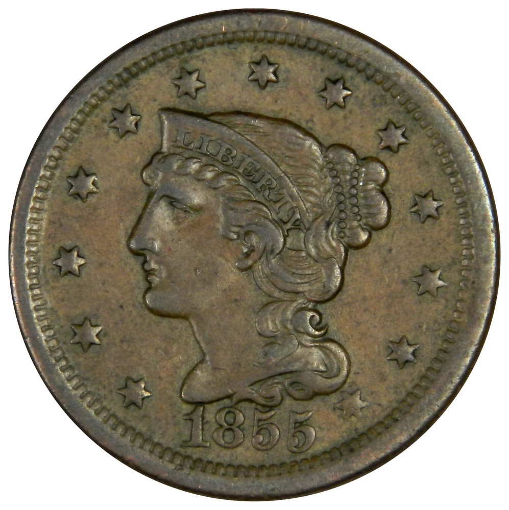 1855 LARGE CENT UPRIGHT 55 ~ NICE CHOICE UNCIRCULATED ~ PRICED RIGHT!