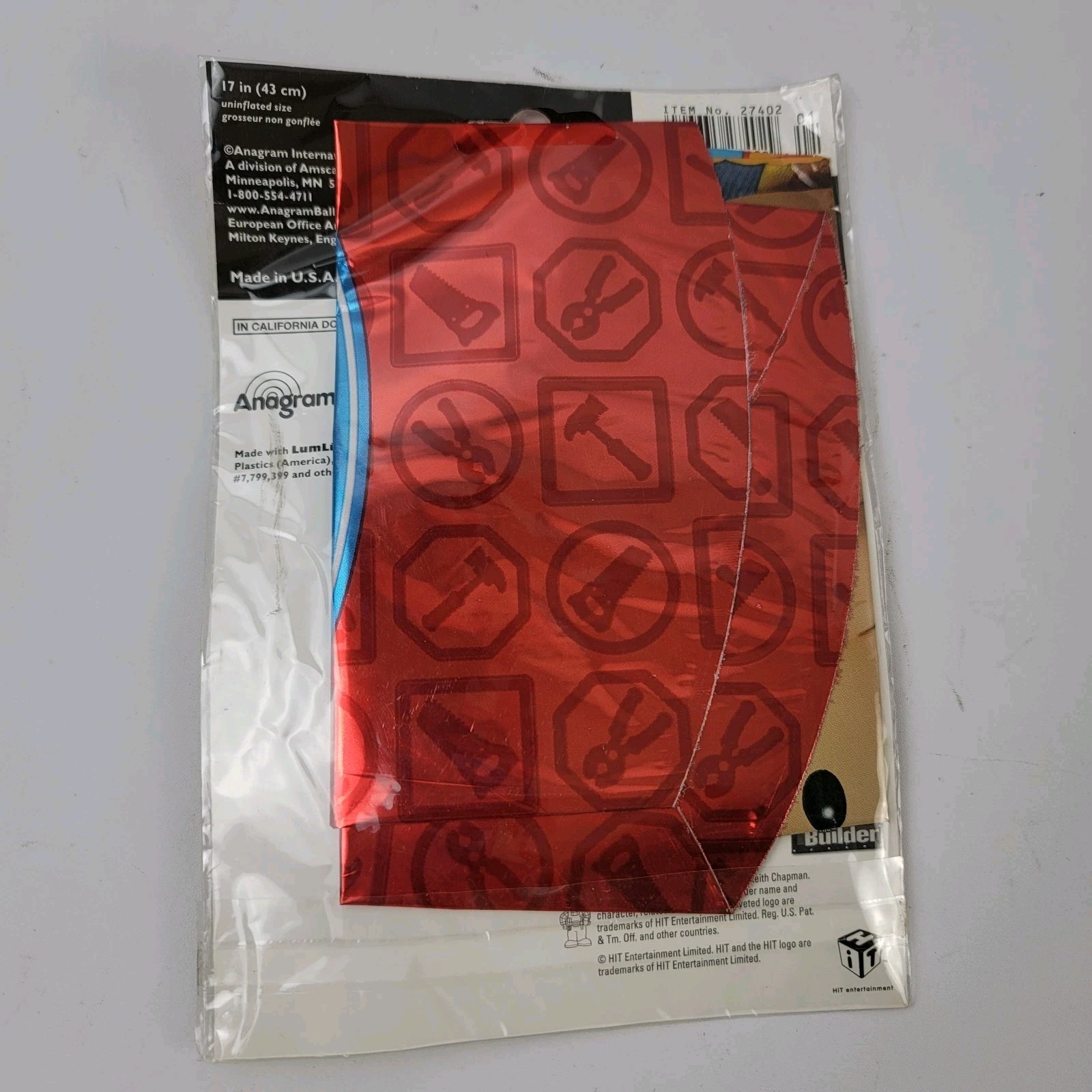 Bob the Builder 17" Foil Balloon Red, Blue Yellow Design Requires Helium