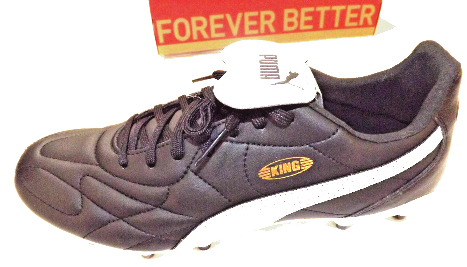 Puma King Top Black White Gold Men Soccer Cleats Shoes 107348-01 Sz 9.5