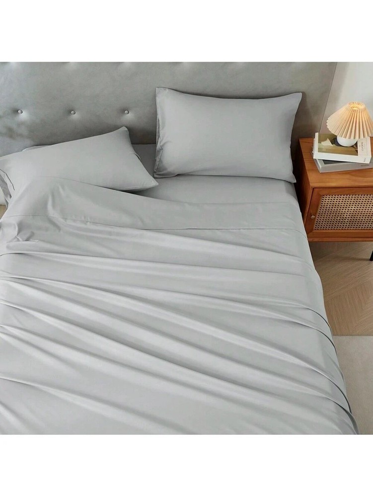 3/4 Piece Bed Sheet Soft Cooling Comfortable Breathable Bedding, Grey