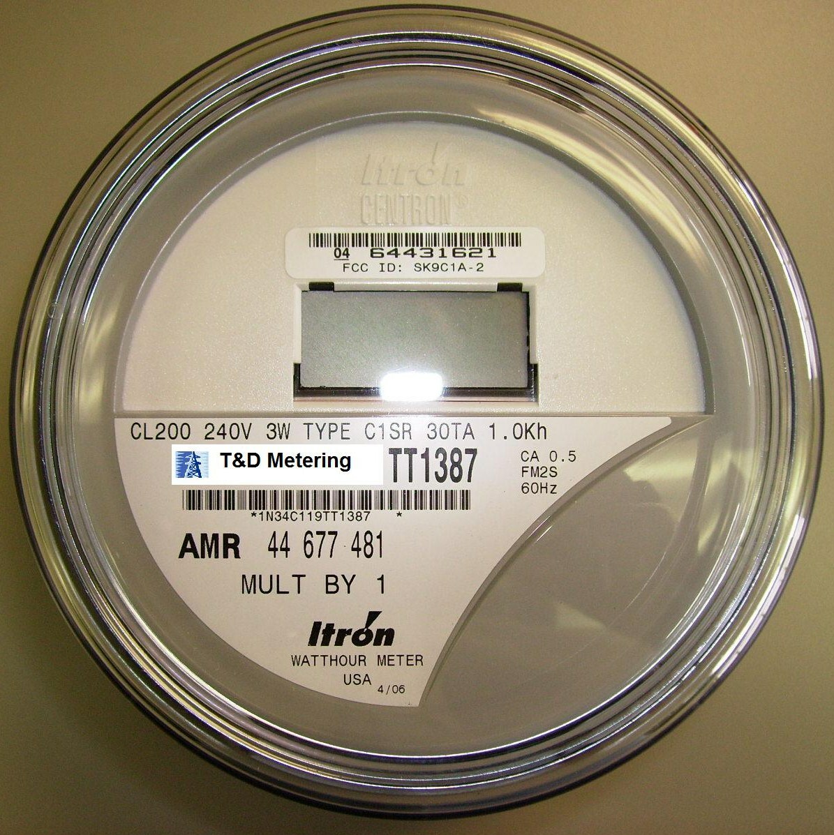 ITRON, WATTHOUR METER (KWH) C1S / C1SR - 240 VOLTS, 200 AMPS, 4 LUGS, ZERO RESET