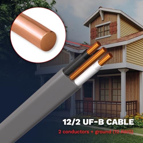 12/2 UF-B Wire Gray Solid Underground Feeder Cable () 50 Ft
