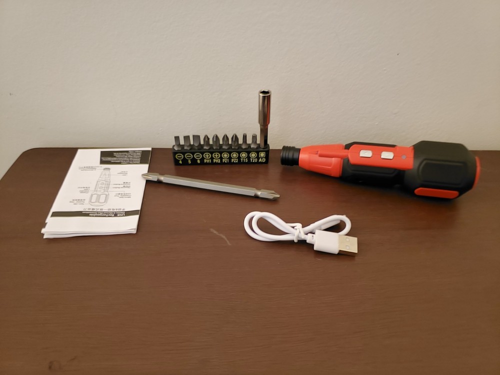 3.6V Cordless Screwdriver, USB 900mAh LED