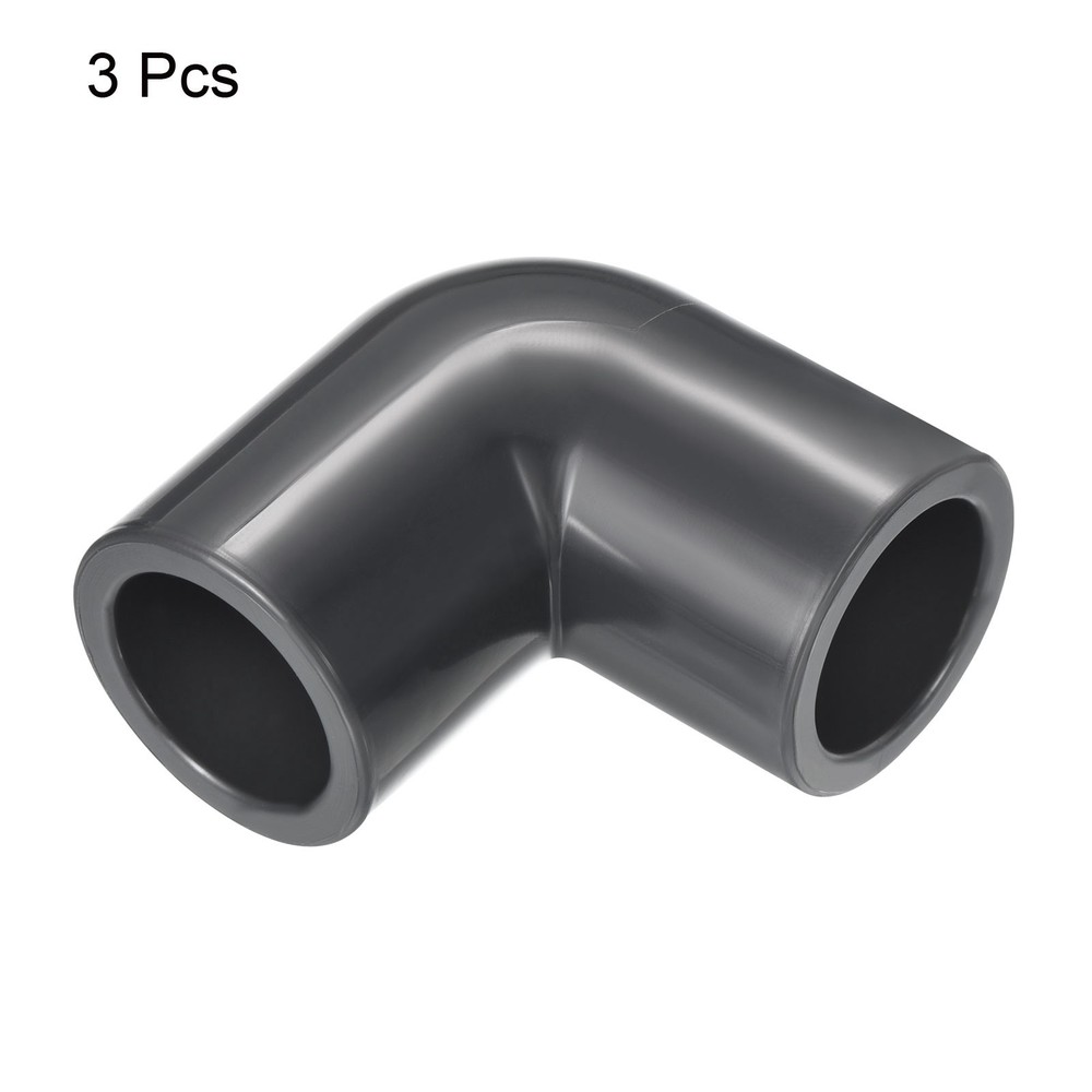 UPVC Elbow Fitting Pipe Program 80 1/2", 3pcs 90 Degree Connector, Grey