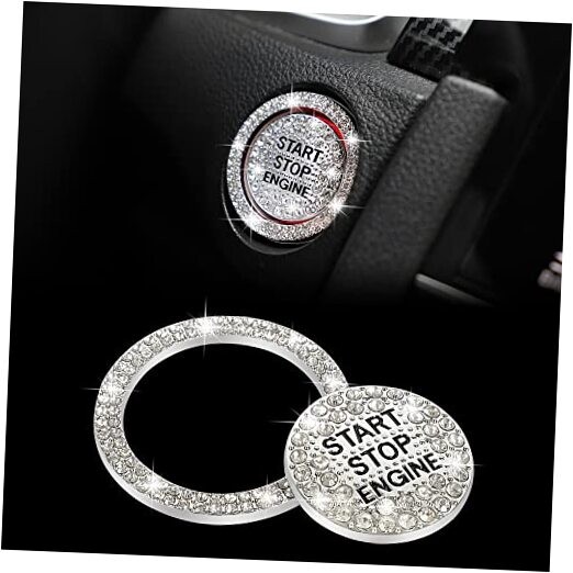 Bling Car Engine Start Button Cover Diamond Crystal Push Start Ring White