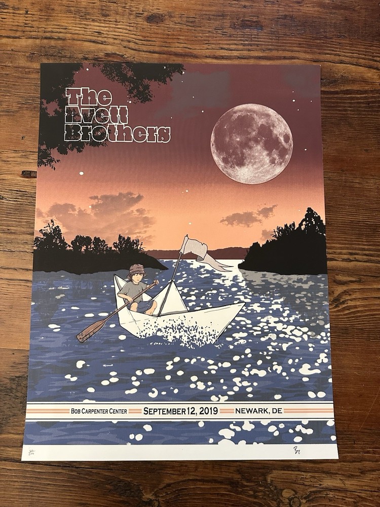 The Avett Brothers Poster Newark DE 2019 Brian Bojo Boat Moon