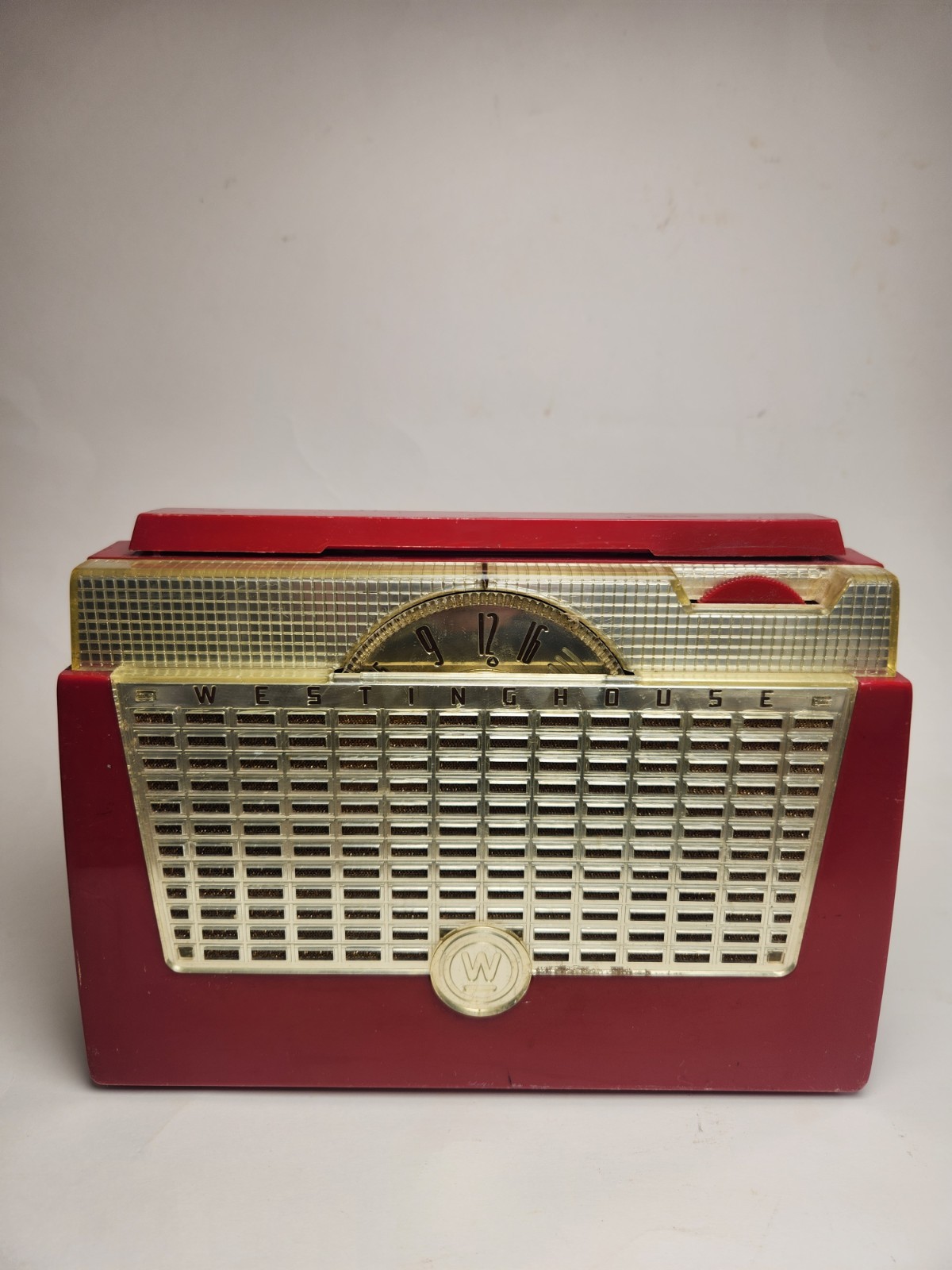 Vintage Westinghouse H409P4 Red Portable Tube Radio Mid Century Atomic Retro