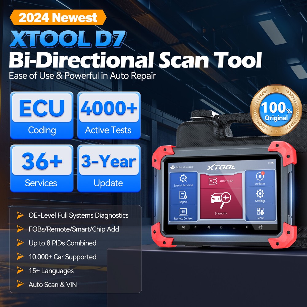 2024 XTOOL D7 Auto Diagnostic Scanner Tool BiDirectional E.CU Coding 36+Services