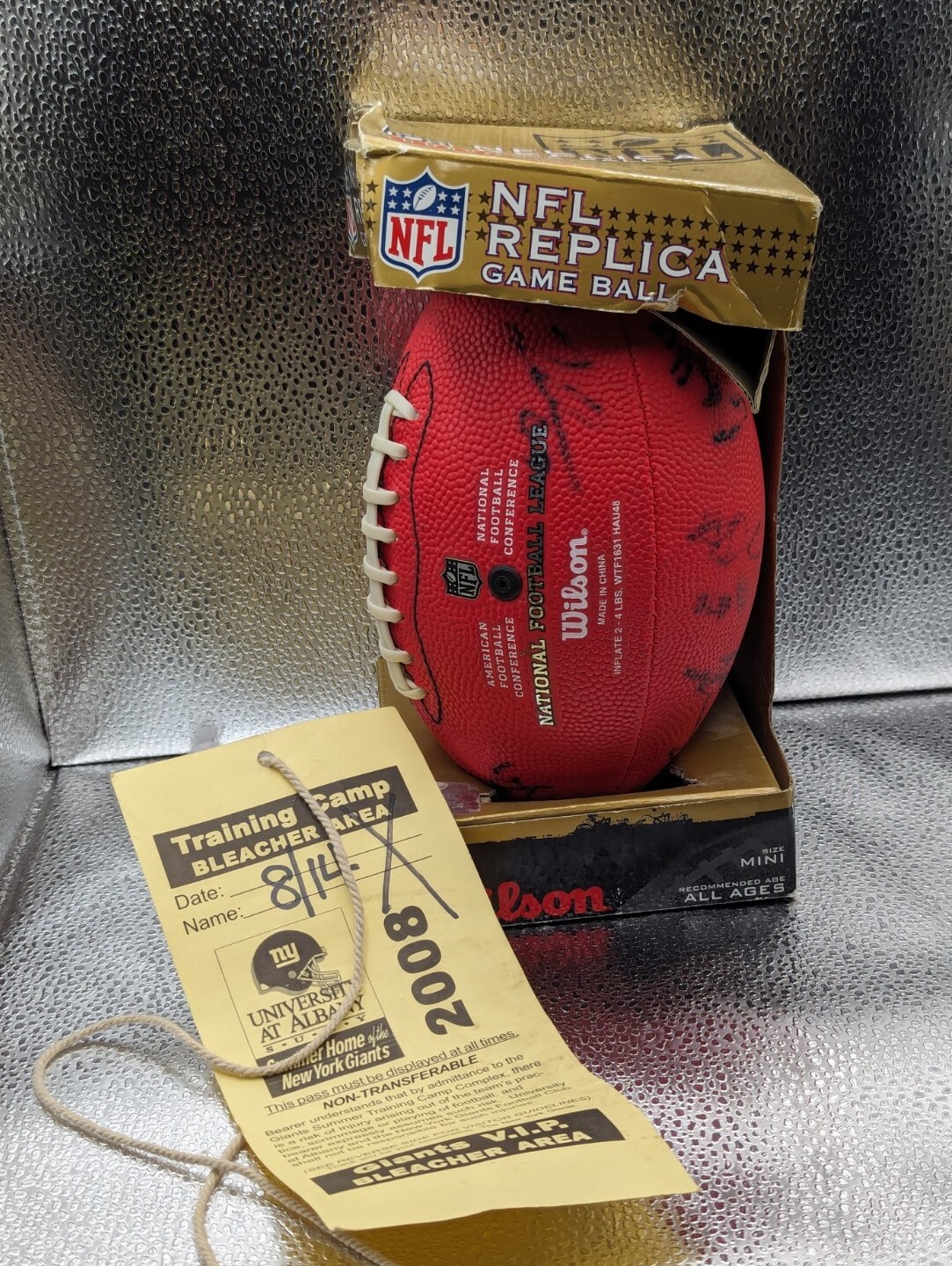 WILSON NFL GAME FOOTBALL  AUTHENTIC  DUKE 2008 NY Giants Replica size mini