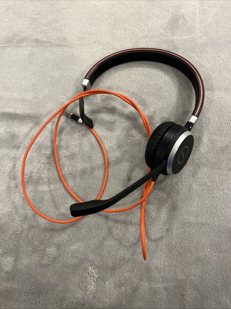 Jabra headset with mic Orange Cord Computer Controller Telephone Mute Single