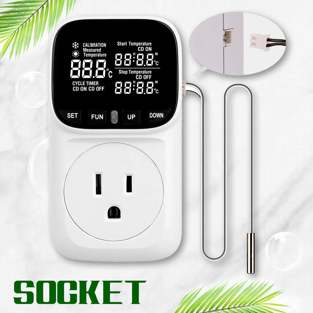 Digital Thermostat Outlet Plug Temperature Controller Outlet Socket 110V LCDsMvJ