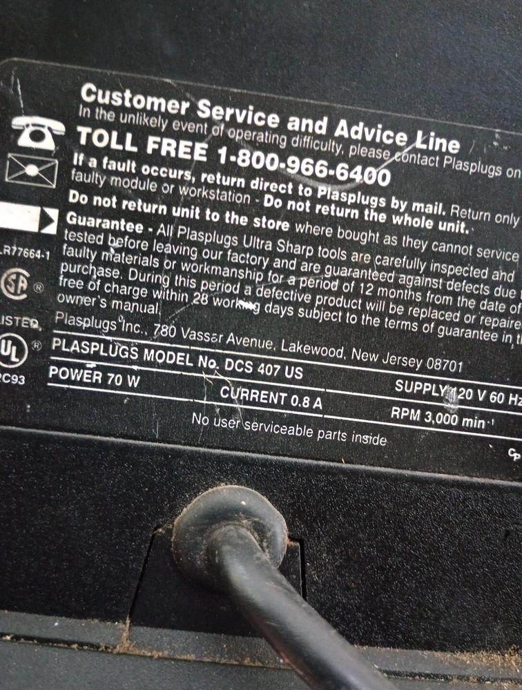 Plasplugs Power Base W/ Knife Scissors & Drill Sharpener Tested/Working