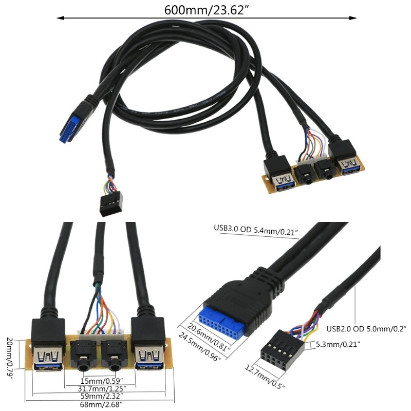 60cm Motherboard High Definition Double USB 3.0 Interface Extension Cable