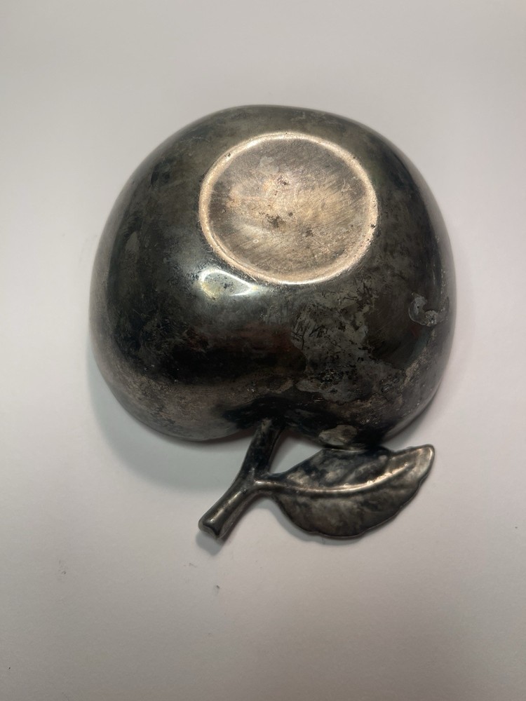 Vintage Ashtray Silver Plated Brass Apple Trinket Dish Bowl