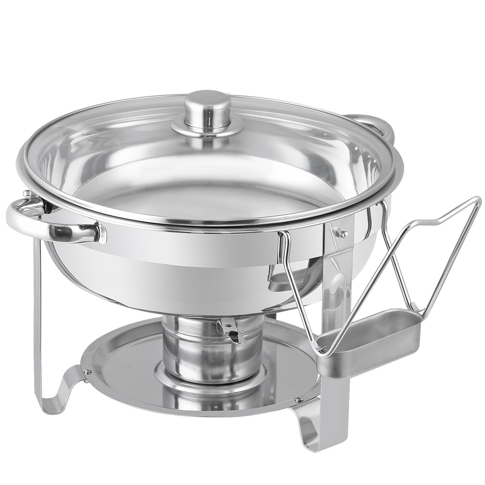 5 Quart 2Pack Full Size Chafing Dish Buffet Set Round Catering Warmer Set Silver