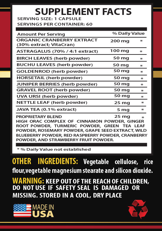 Immune support capsules - KIDNEY CLEANSE COMPLEX - cranberry extract - 1 Bottle