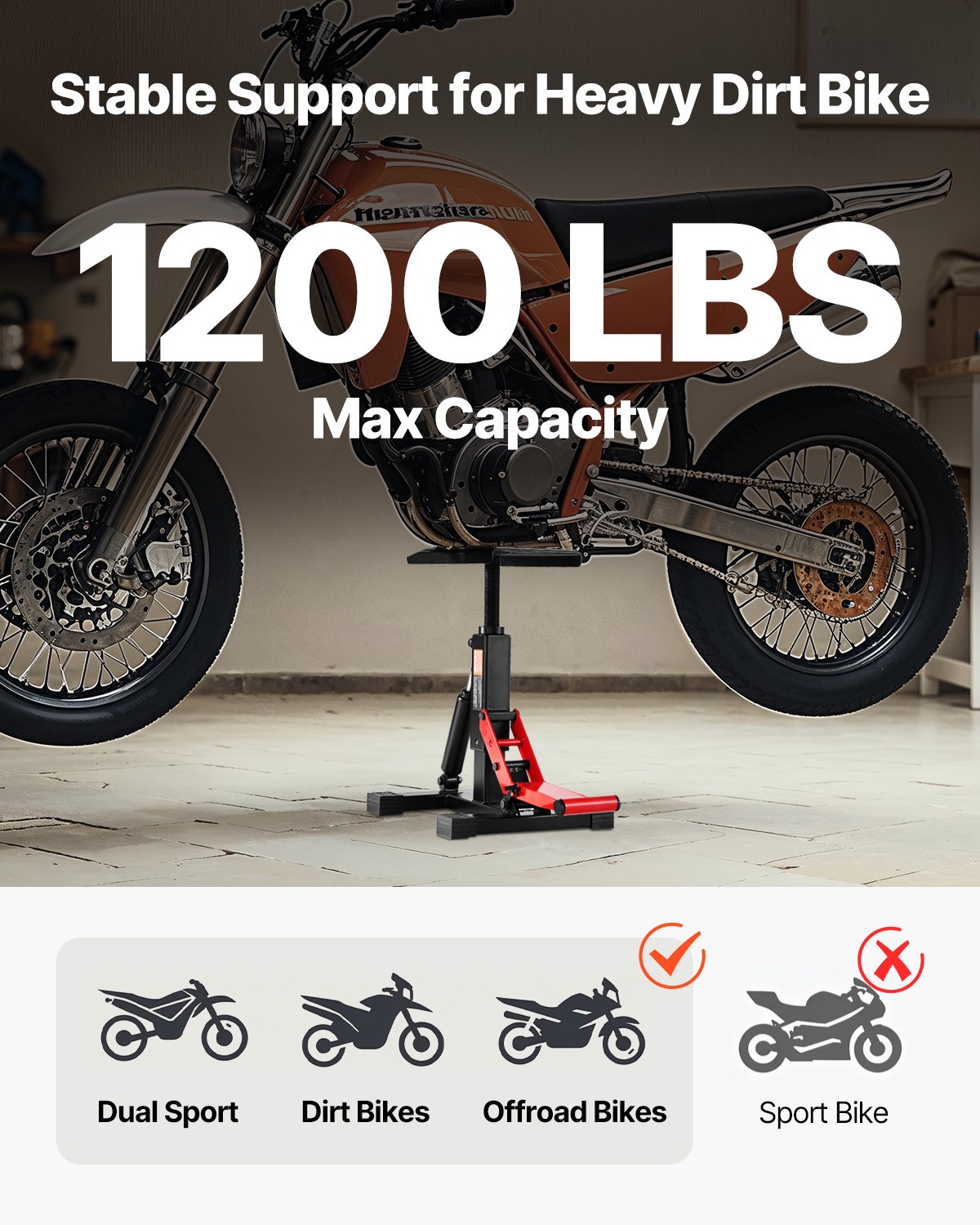 VEVOR Dirt Bike Lift Stand Adjustable Hydraulic Lift Jack for Motorcycle Hoist