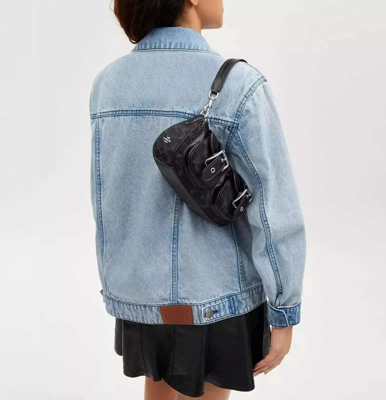 COACH CQ184 Ashton Baguette Signature Denim Handbag Shoulder Bag Women BRAND NEW