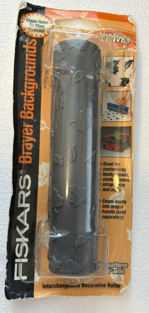 Fiskars Brayer Backgrounds Leaves 9324 Interchangeable Decorative Roller Fall 1E