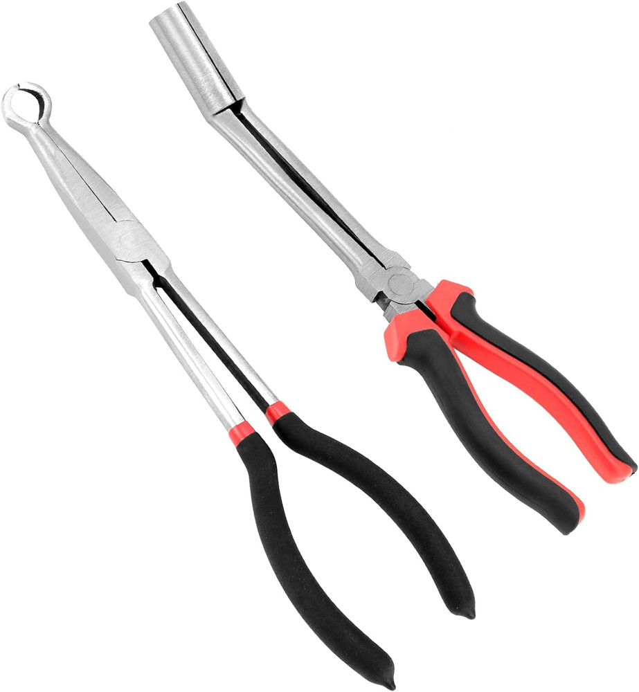 QWORK Car Spark Plug Wire Removal Pliers Tool, Sleeve Type Spark Plug Puller + r