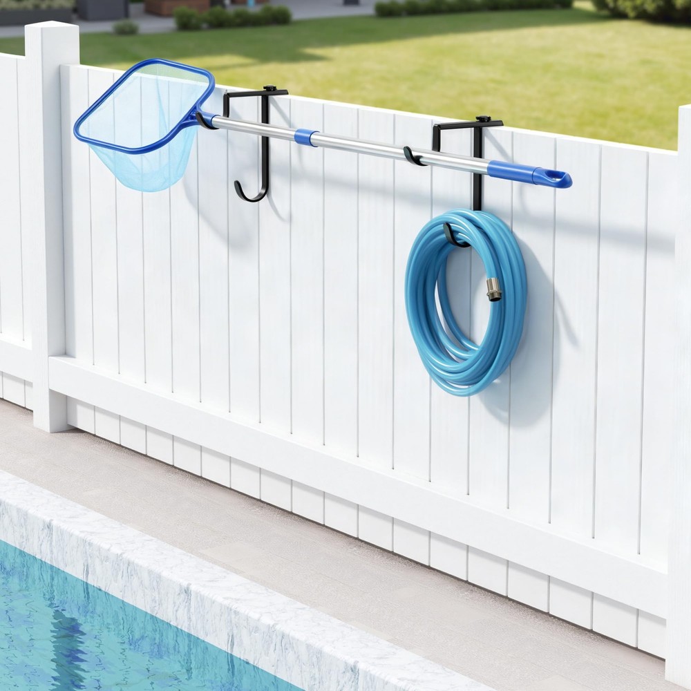 niffgaff 2pcs Double Pool Pole Hooks, Adjustable Thickened Panel Black