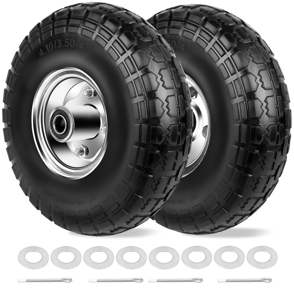 Phepetroll 4.10/3.50-4 Flat Free 10" Solid Tires & Wheels Replacement