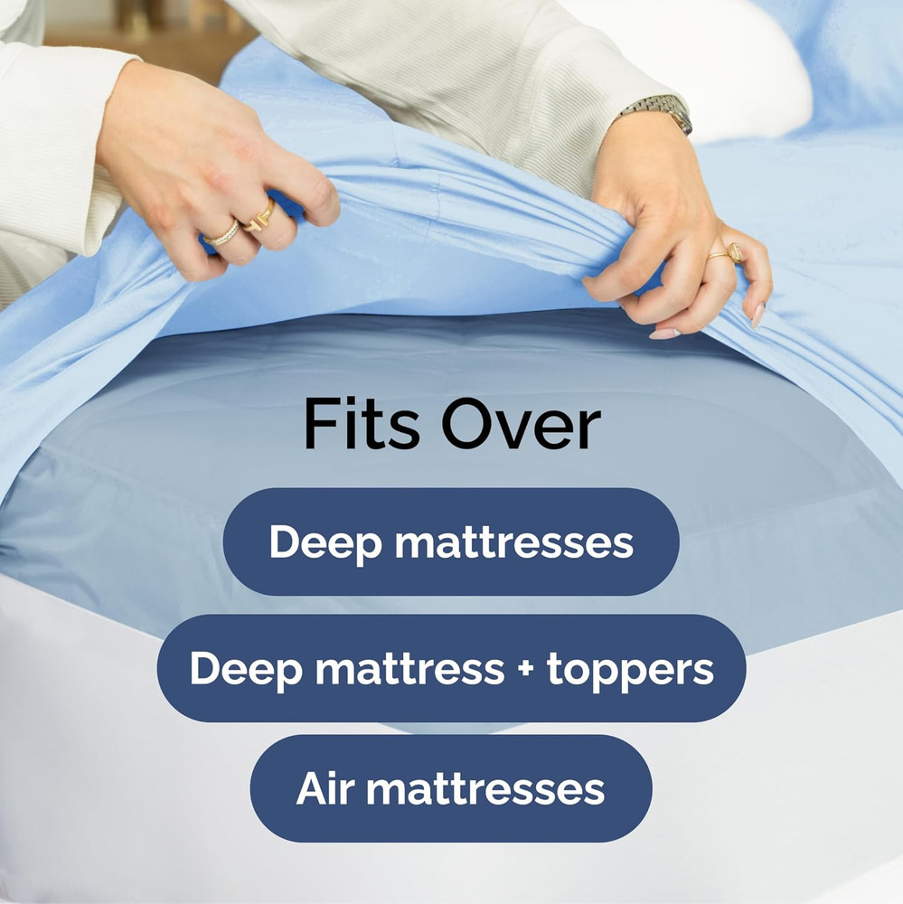Extra Deep Split King Sheet Set - 7 Piece Breathable & Cooling Sheets - Hotel Lu