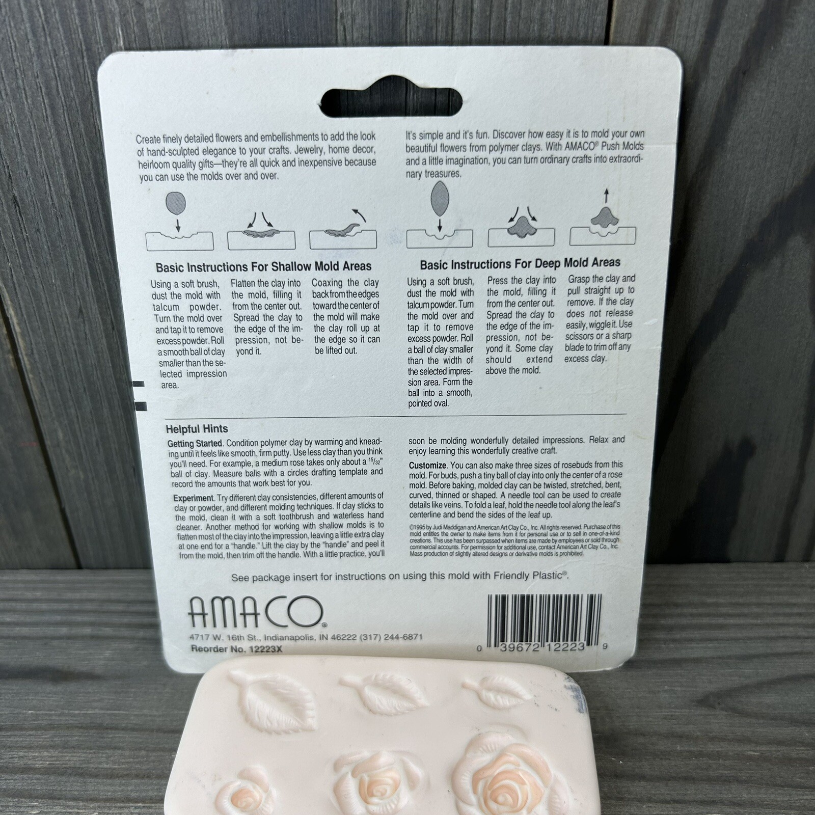 Vintage AMACO - Judi Maddigan Polymer Clay Push Molds - Roses