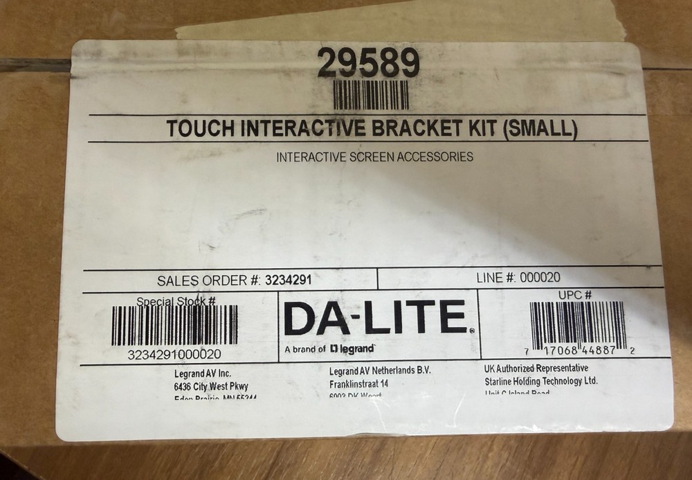 Legrand Da-Lite 29589 Touch Interactive Bracket Kit Small