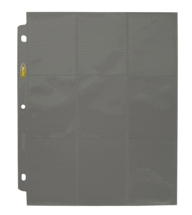 (10) BCW Gaming Side Loading 18-Pocket Pro Pages - Gray