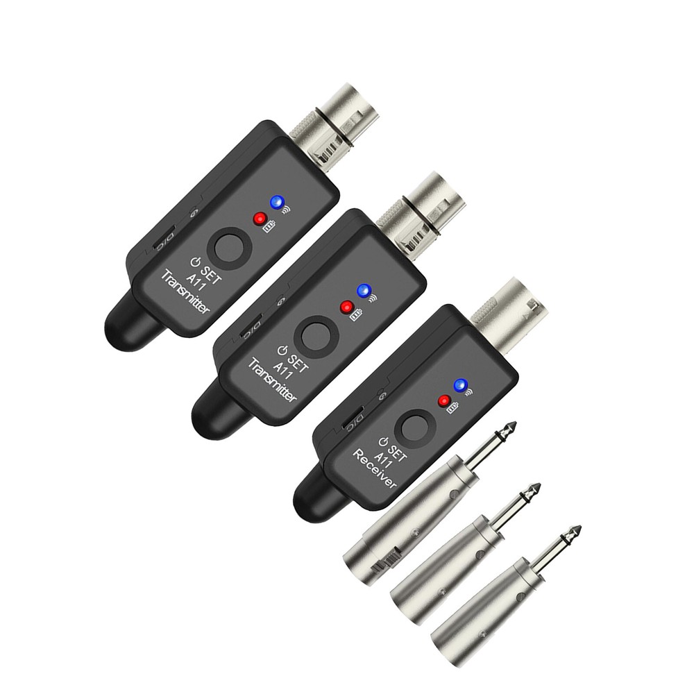 Wireless Microphone System XLR Transmitter Receiver Rechargeable Speaker Adapter