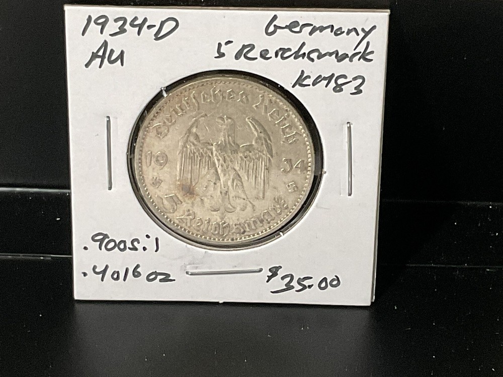1934-D Germany 5 Reichsmark