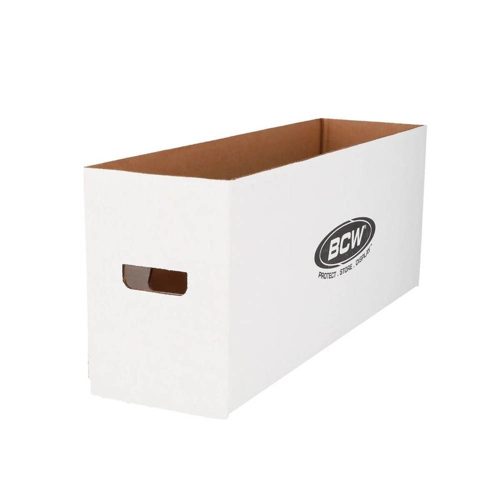 2 BCW Quality Long Comic Book Storage Boxes Thick & Stackable White Cardboard