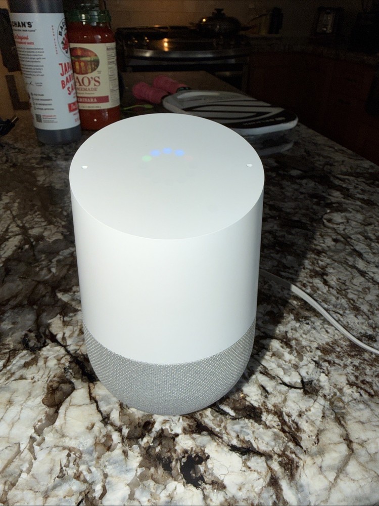 Google Home Smart Bluetooth Speaker with Voice Assistant White Slate Preowned