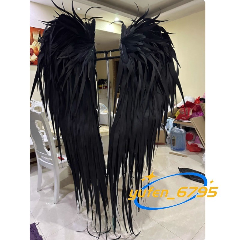 ACGN Exhibition Cosplay Angel Wings Halloween Prop Black Feathered Angel Limb
