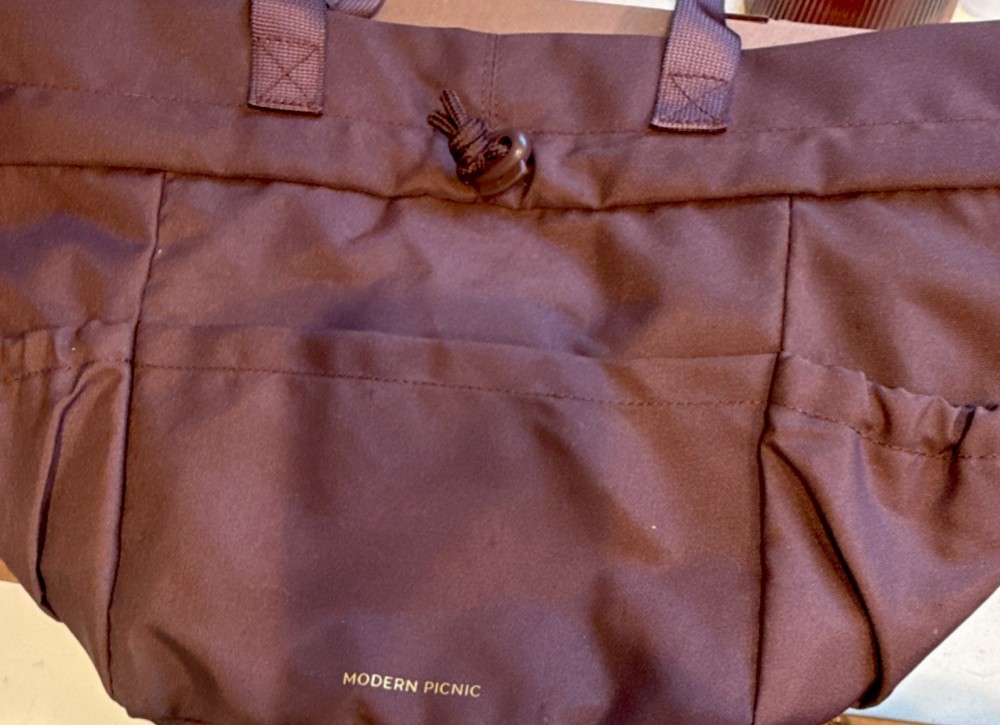 Modern Picnic Brown Rectangular Polyester Lunch Tote Bag Reusable Easy Clean