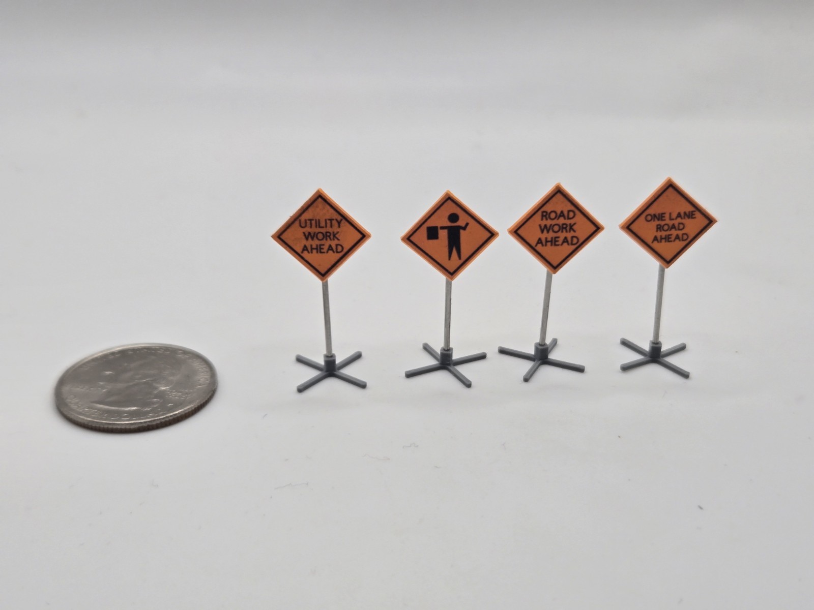 1/87 Scale Caution Work Ahead Signs *Set of 4*