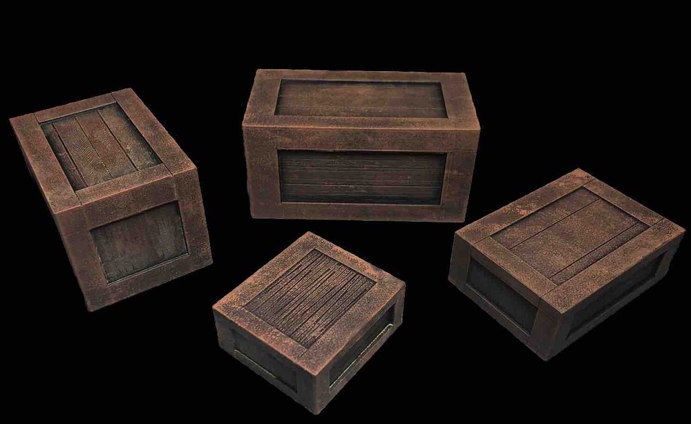 Large Boxes Set (4) Terrain Wargaming Scenery