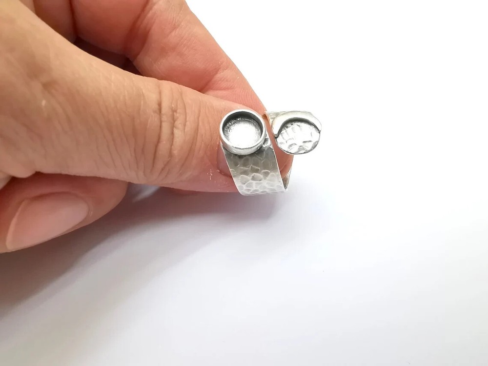 Crescent Ring Setting Blank Cabochon Mounting Adjustable Ring Base Bezel