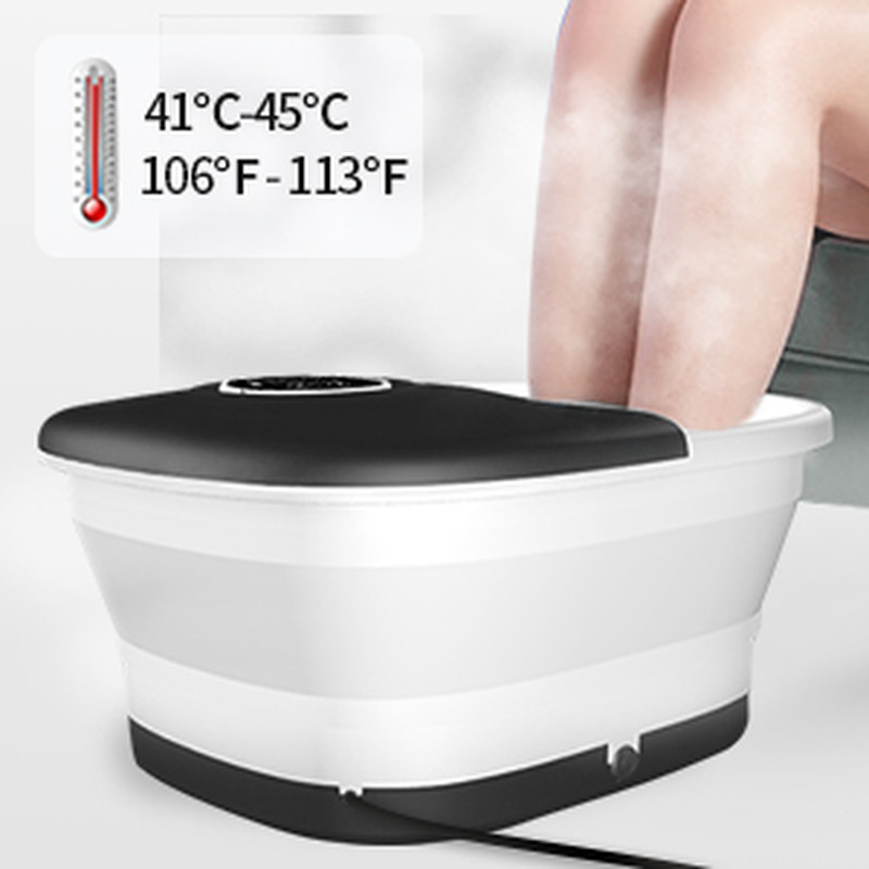 Collapsible Foot Spa Bath with Heat Remote Temperature Control Bubbles (BLACK)