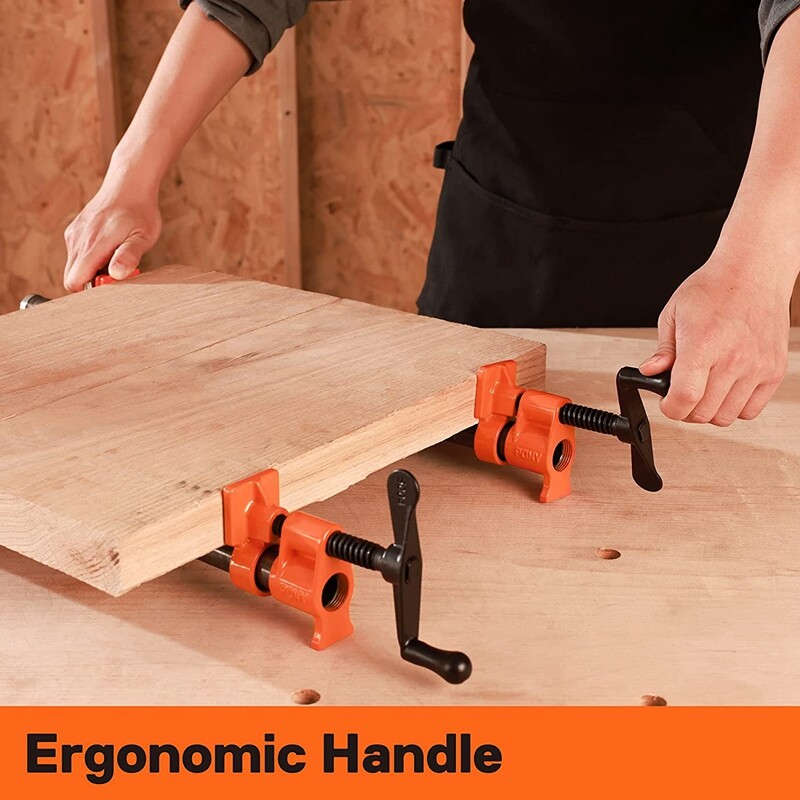 PONY 2-Pack 1/2" / 3/4" Pipe Clamps 52 Wood Gluing Pipe Clamp Fixture Black Pipe