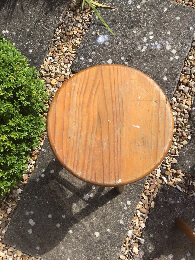 Vintage Pine Button Round Stool