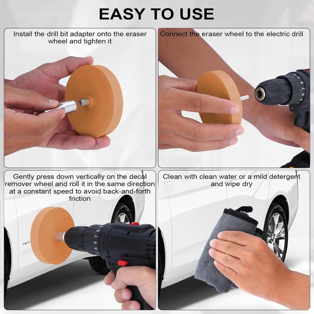 - 4 Pack Rubber Decal Remover Kit with Solid & Gear Design, Adhesive for Viny...