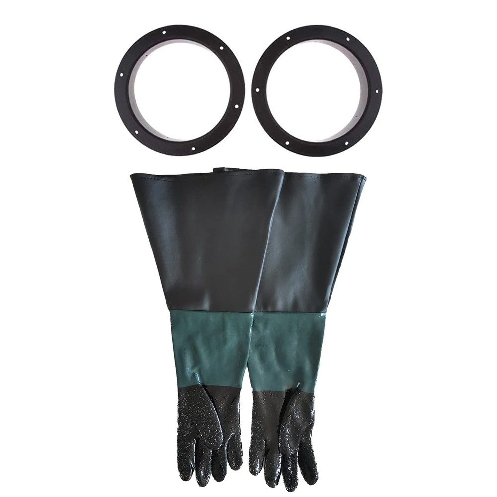 1 Pair Sandblasting Cabinet Gloves 23.6",Blast Protection, with 2 Glove Holde...