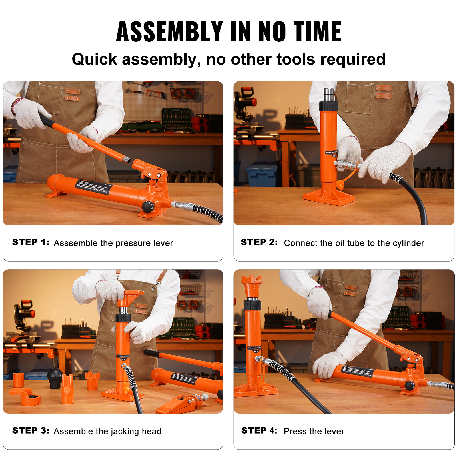 VEVOR 4 Ton Porta Power Hydraulic Jack Air Pump Lift Ram Body Frame Repair Kits