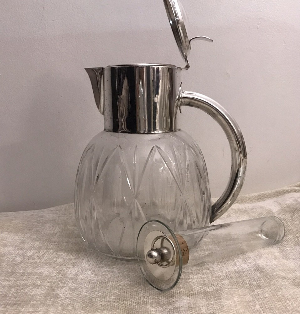 Vintage Silver Plated Pitcher With Ice Holder