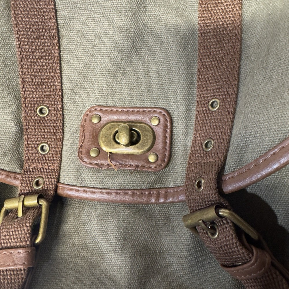 Army Green Backpack w/ Brown Trim Multi-Pocket NWT