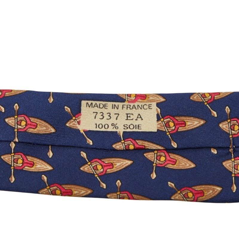 HERMES Allover Pattern Tie Navy Multicolor Silk men's Used