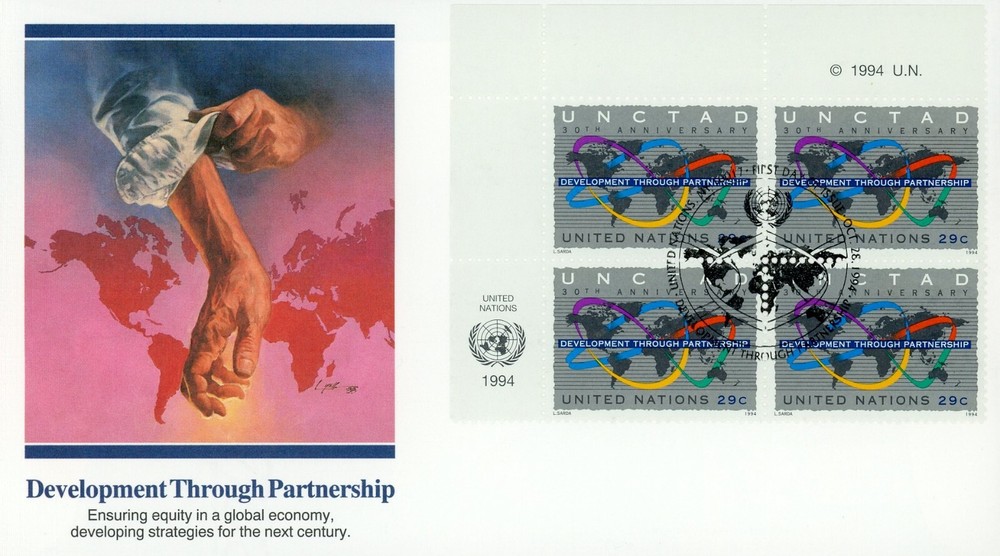 United Nations 653-654 FDC Development through Partnership MI4 Block